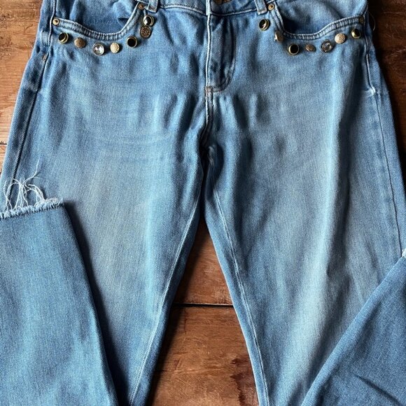 ESCADA cropped jeans size 38 bleu with stones - Picture 9 of 10